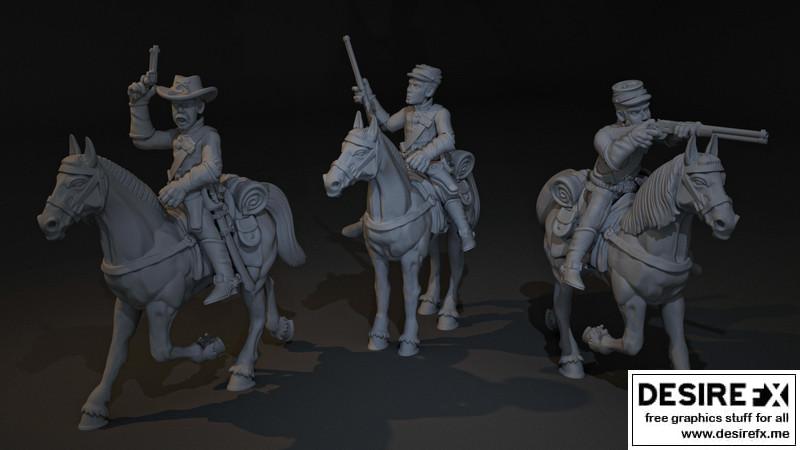 高 noon迷你套装：骑兵3D打印模型|High Noon Miniature Set The Cavalry – 3D Print Model STL