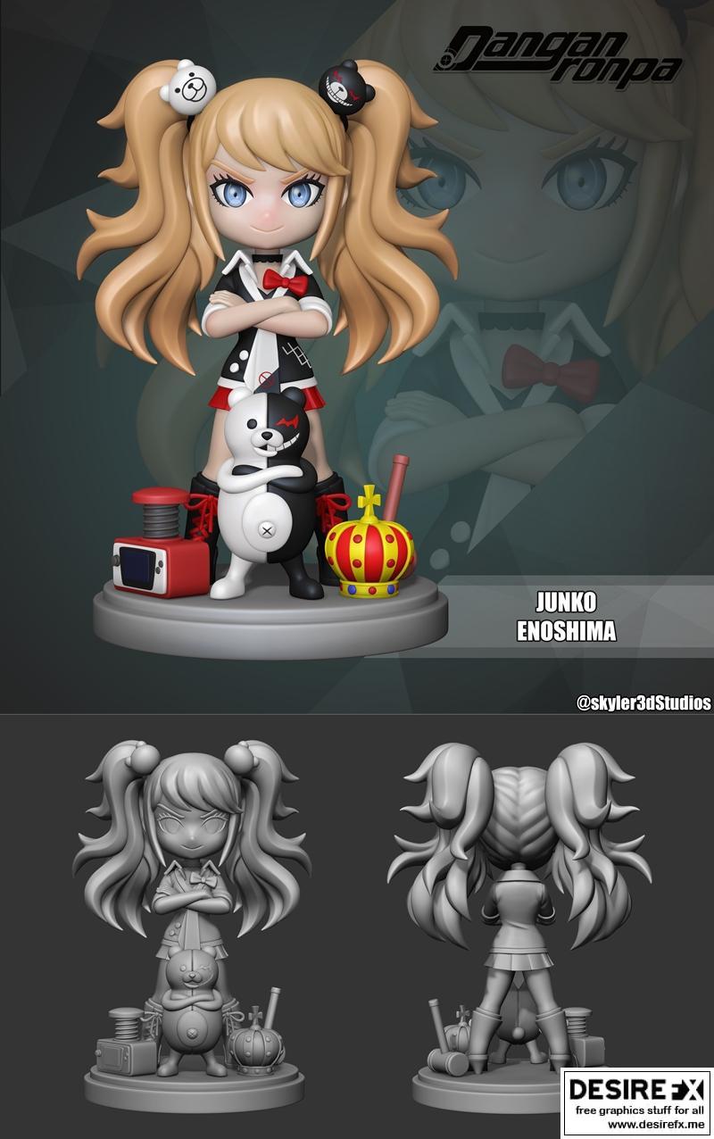 小丑岛达尼安ronpa 3D打印模型|Chibi Junko Enoshima Danganronpa – 3D Print Model STL