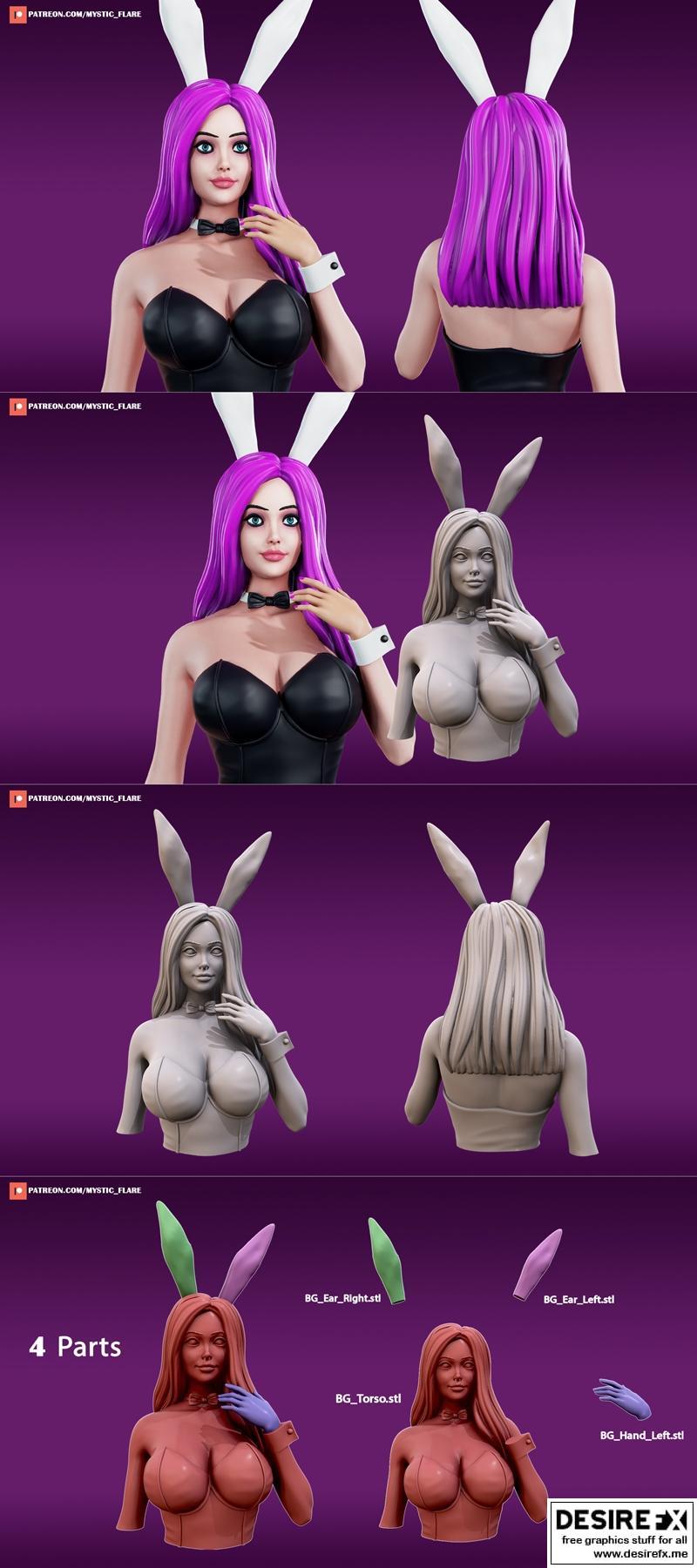 3D打印兔女郎模型|Bunny Girl Bust – 3D Print Model STL