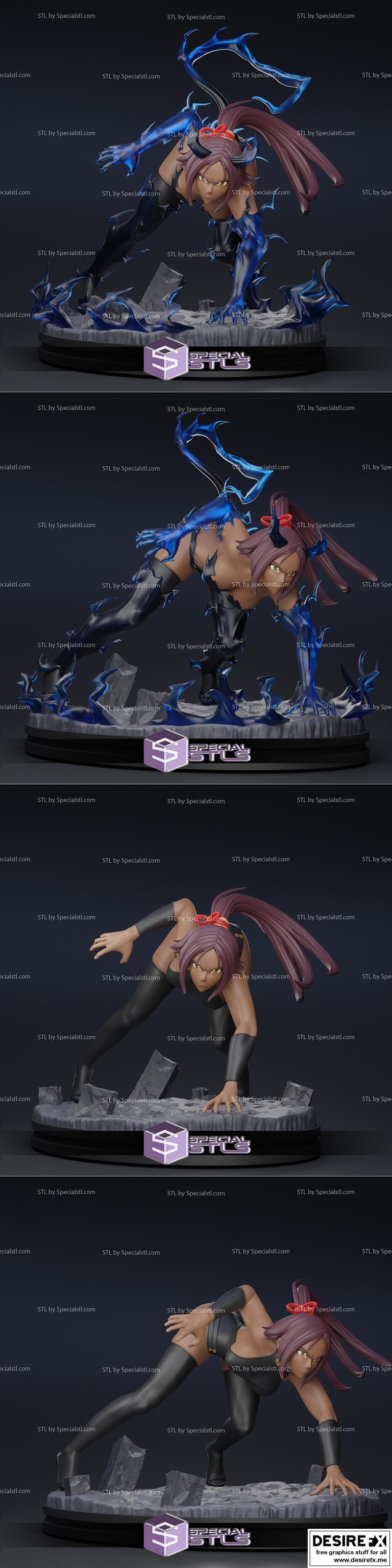 蓝染角色Yoruichi 3D打印模型|Yoruichi Action Pose from Bleach – 3D Print Model STL