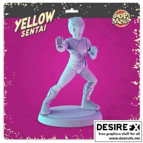 Pop Minis - 黄色战队 - 3D打印模型|Pop Minis – Yellow Sentai – 3D Print Model STL