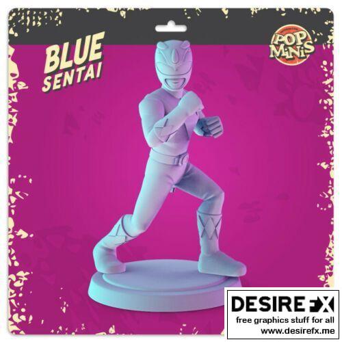 Pop Minis - 蓝色战队 - 3D打印模型|Pop Minis – Blue Sentai – 3D Print Model STL