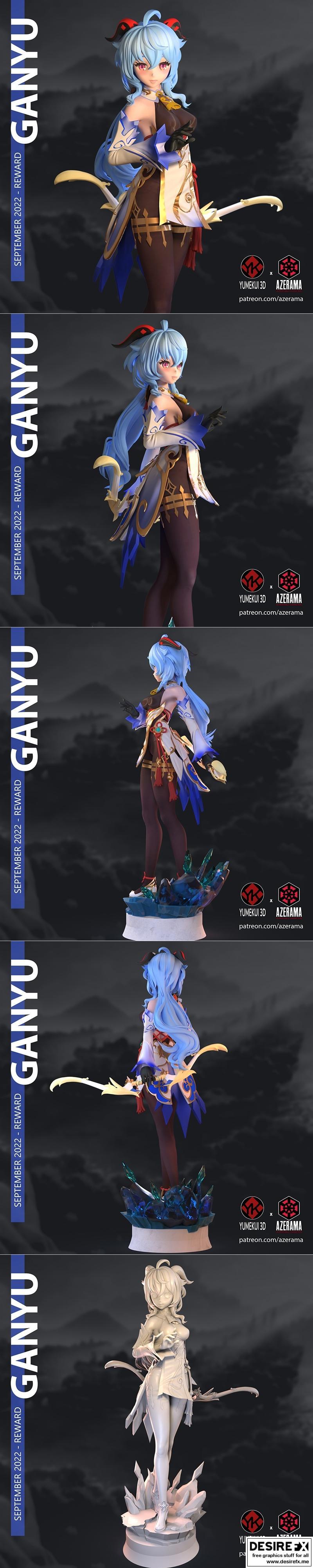 甘雨标准模型——Azerama 3D打印雕塑|Ganyu Standard – Azerama – 3D Print Model STL