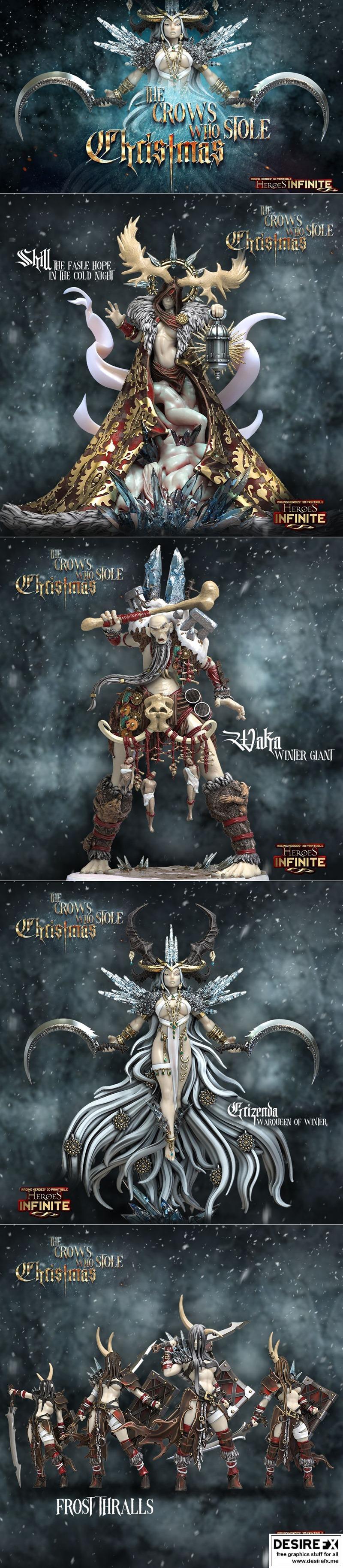 英雄无限——窃取圣诞的乌鸦角色3D打印模型|Heroes Infinite – The Crows Who Stole Christmas December 2022 – 3D Print Model STL