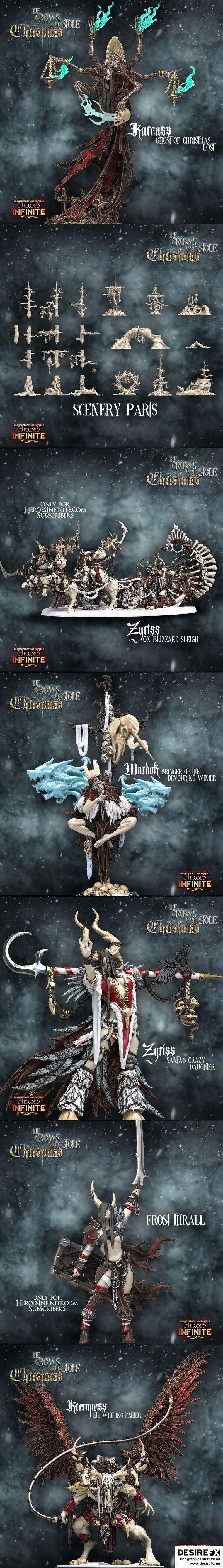 英雄无限——窃取圣诞的乌鸦角色3D打印模型|Heroes Infinite – The Crows Who Stole Christmas December 2022 – 3D Print Model STL