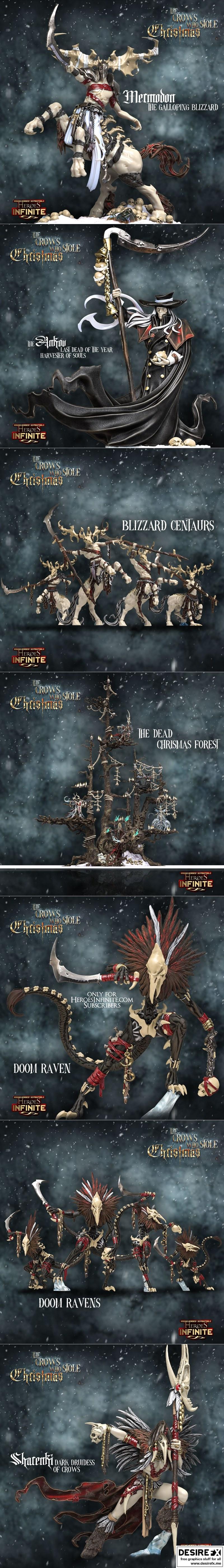 英雄无限——窃取圣诞的乌鸦角色3D打印模型|Heroes Infinite – The Crows Who Stole Christmas December 2022 – 3D Print Model STL
