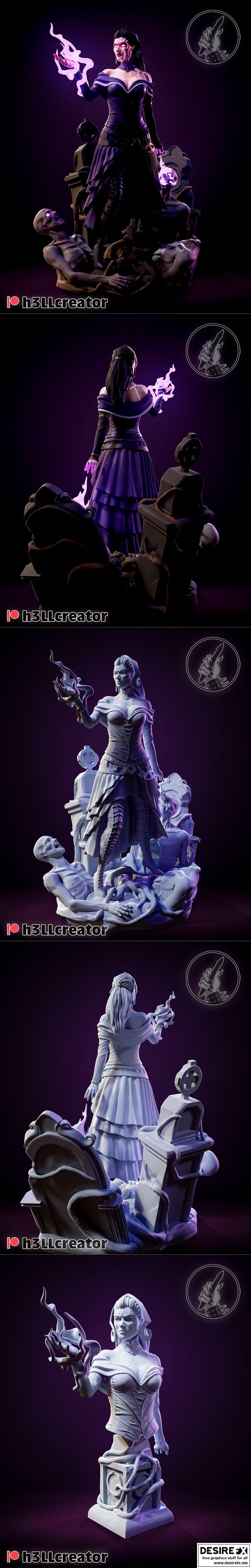 H3LL创作者 - Liliana Vess雕塑模型 - 3D打印STL文件|H3LL Creator – Liliana Vess Sculpture and Bust – 3D Print Model STL