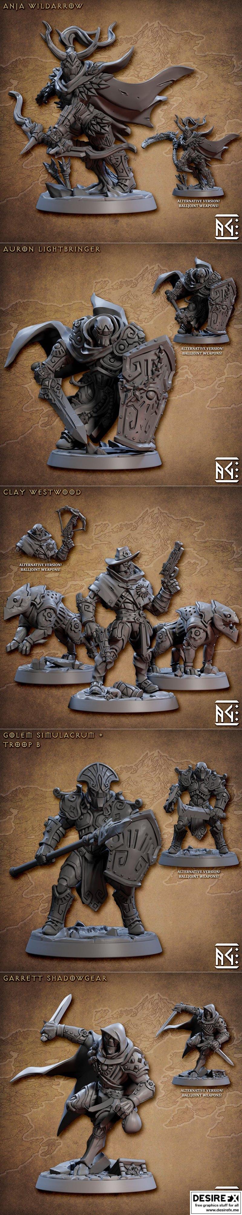 匠心工坊 - 巨人傀儡英雄套装 3D打印模型|Artisan Guild – Golem Simulacra Heroes Pack December 2022 – 3D Print Model STL