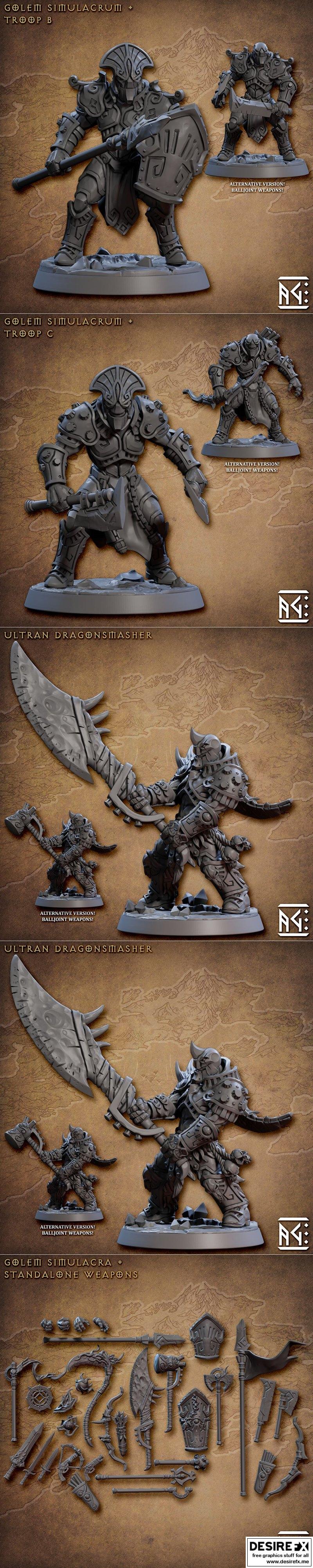 匠心工坊 - 巨人傀儡英雄套装 3D打印模型|Artisan Guild – Golem Simulacra Heroes Pack December 2022 – 3D Print Model STL