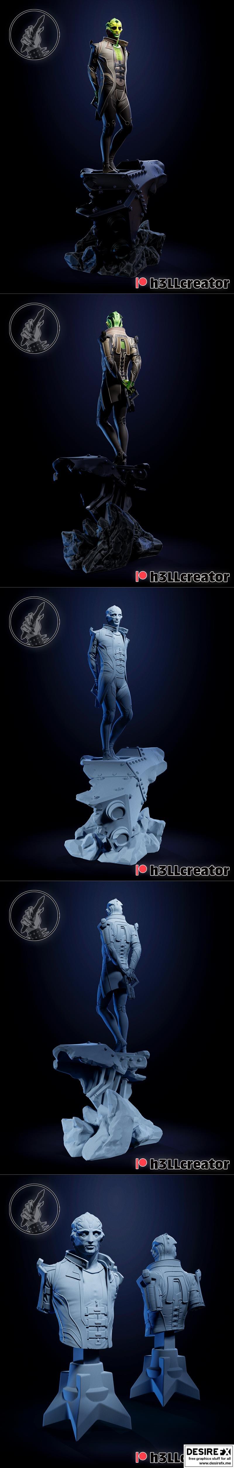 H3LL创作者 - 泰恩·克里奥斯雕塑模型 - 3D打印立体模型|H3LL Creator – Thane Krios Sculpture and Bust – 3D Print Model STL