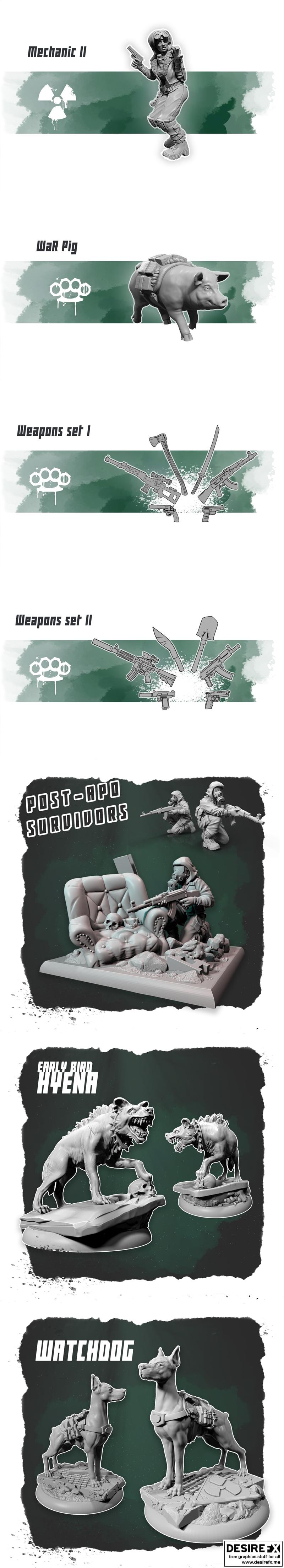 后末日幸存者 3D打印模型|Orzol Studio – Post Apocalyptic Survivors – 3D Print Model STL