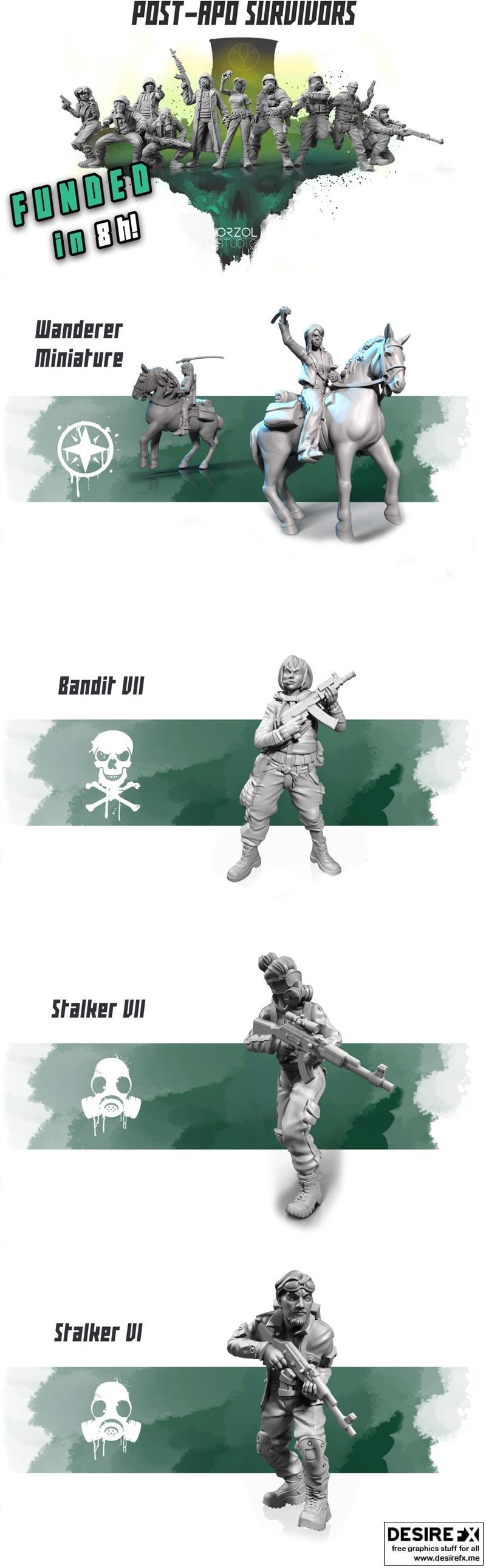 后末日幸存者 3D打印模型|Orzol Studio – Post Apocalyptic Survivors – 3D Print Model STL