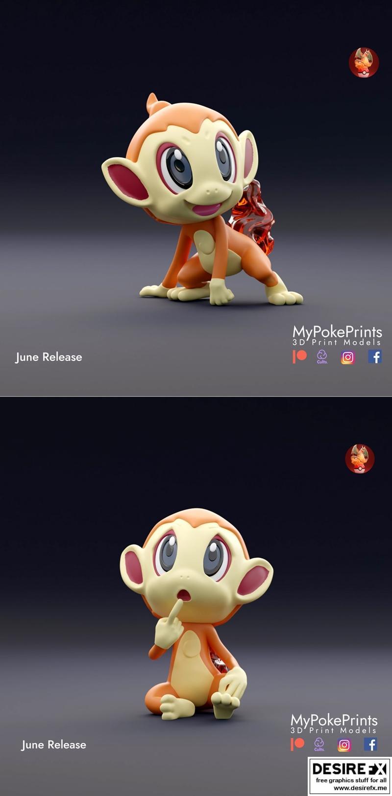 MyPokePrints - 皮卡丘系列 - 柴奇1-2 3D打印模型|MyPokePrints – Chimchar 1-2 – 3D Print Model STL