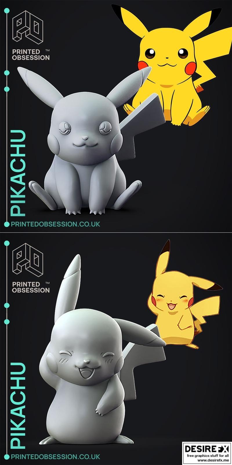 3D打印模型：宝可梦pkachu与皮卡丘萌翻全场|Printed Obsession – Pkachu and Pikachu 2 – Embarrised – 3D Print Model STL
