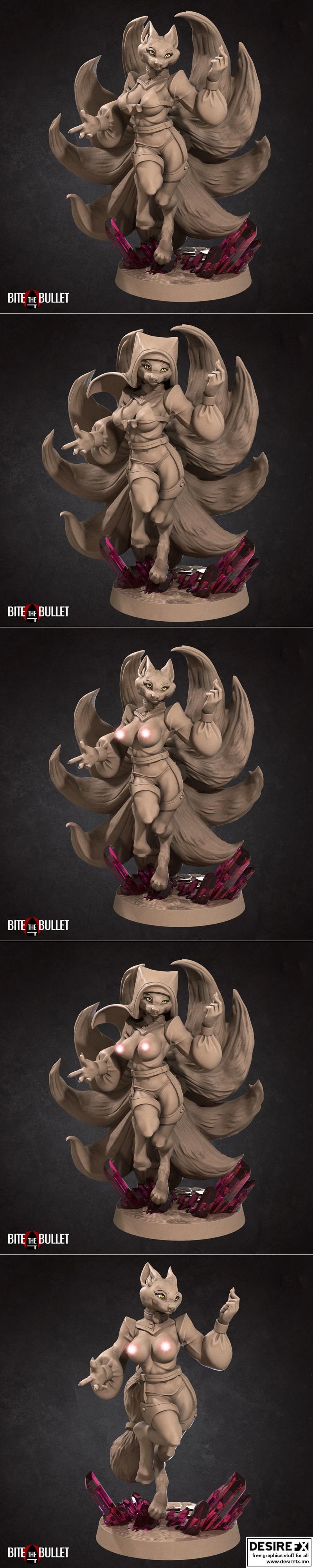 咬住子弹——狐族少女3D打印模型|Bite the Bullet – the Foxfolk Maid – 3D Print Model STL