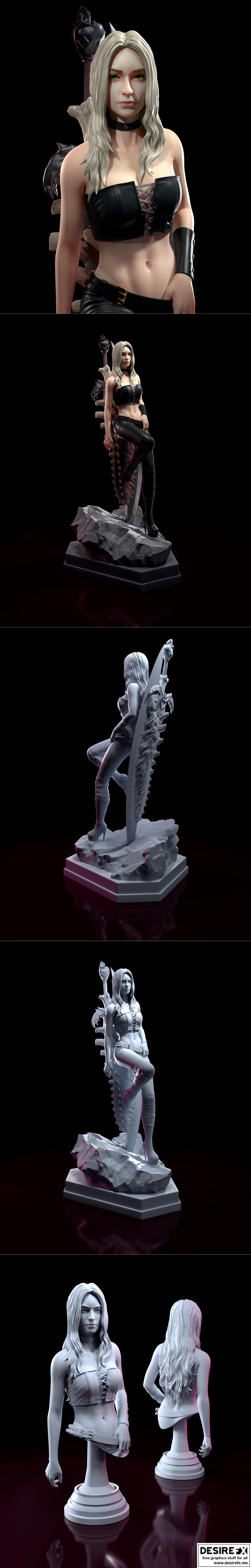 地狱创造者——恶魔猎人4款角色3D打印模型|H3LL Creator – Trish Devil May Cry 4 and bust – 3D Print Model STL