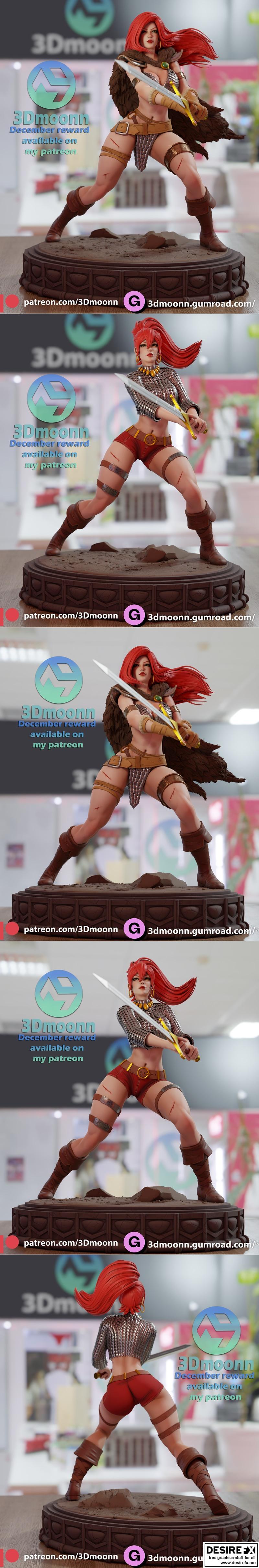 Red Sonja 3D打印模型|Red Sonja – 3Dmoonn – 3D Print Model STL