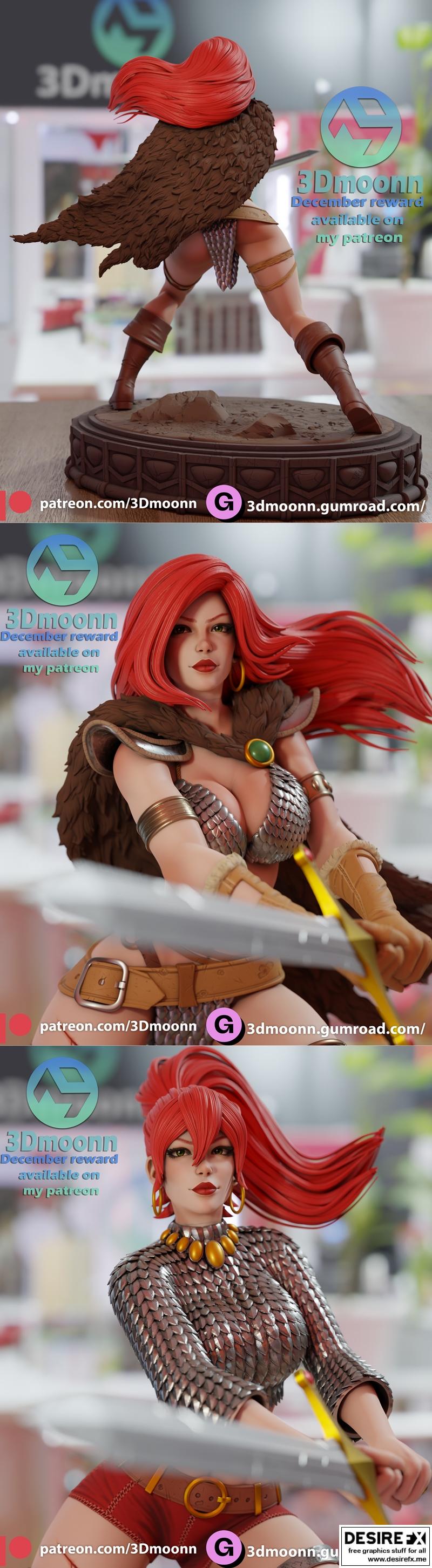 Red Sonja 3D打印模型|Red Sonja – 3Dmoonn – 3D Print Model STL