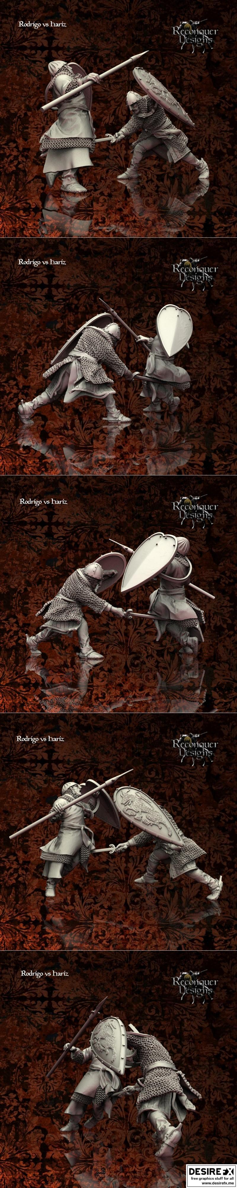 Caballero迷你模型（征服版）——罗德里戈 vs 哈里斯 3D打印模型|Caballero Miniatures (Reconquer) – Rodrigo vs Hariz – 3D Print Model STL