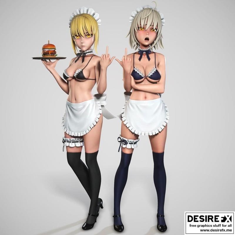 Fate系列少女 3D打印模型|Fate Maids – 3D Print Model STL
