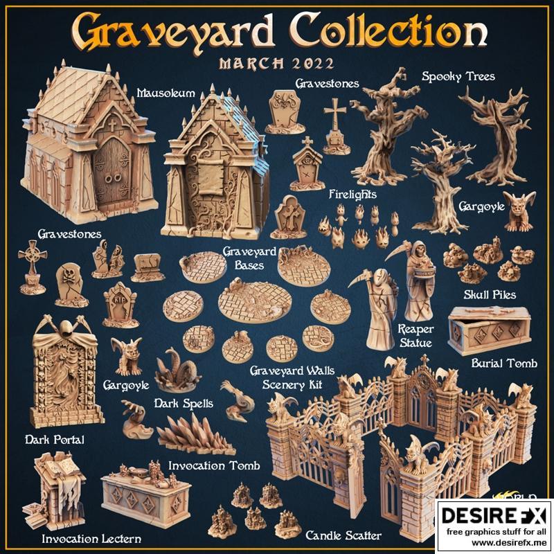 世界锻造迷你模型——阴影之谷墓地系列3D打印模型|World Forge Miniatures – The Shadowdale Graveyard Collection – 3D Print Model STL