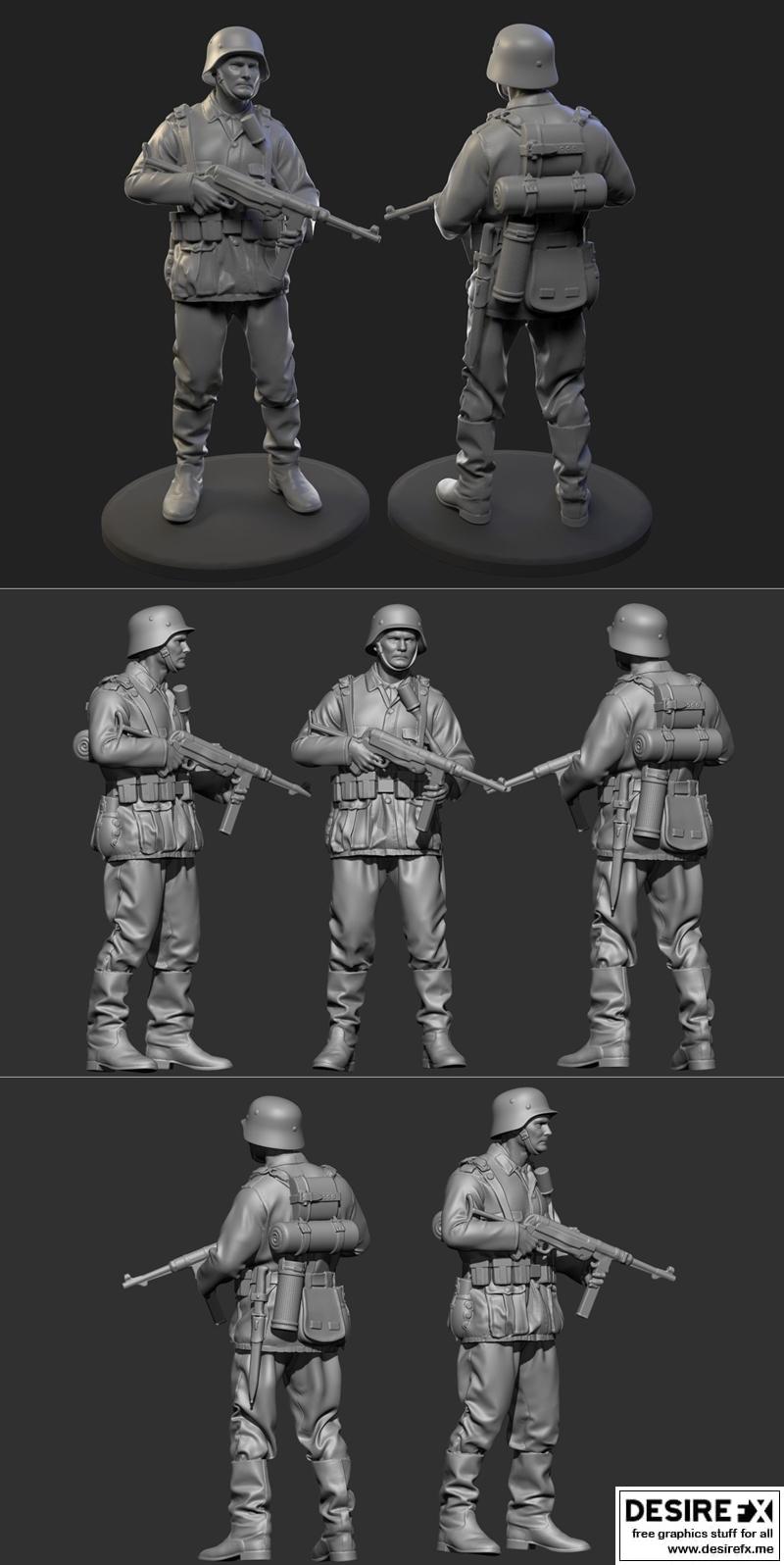 二战德国士兵 3D打印模型|German Soldier WW2 – 3D Print Model STL