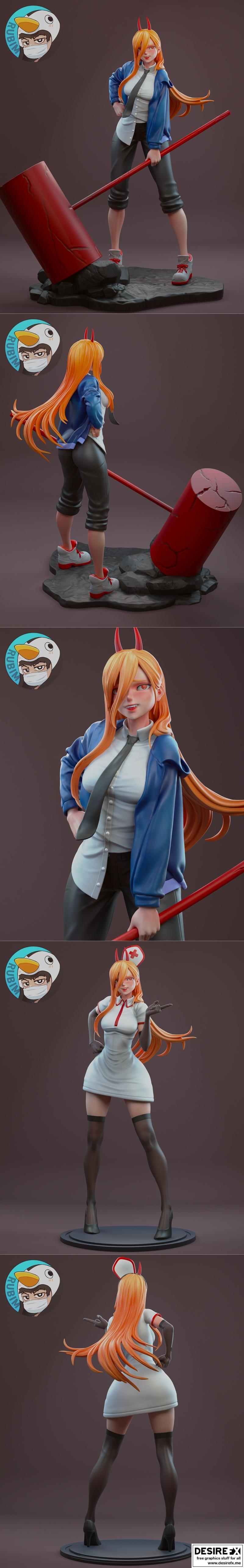《Chainsaw Man 女护士版与NSFW版 3D打印模型》|Chainsaw man Power whit Nurse version and Nsfw version – 3D Print Model STL