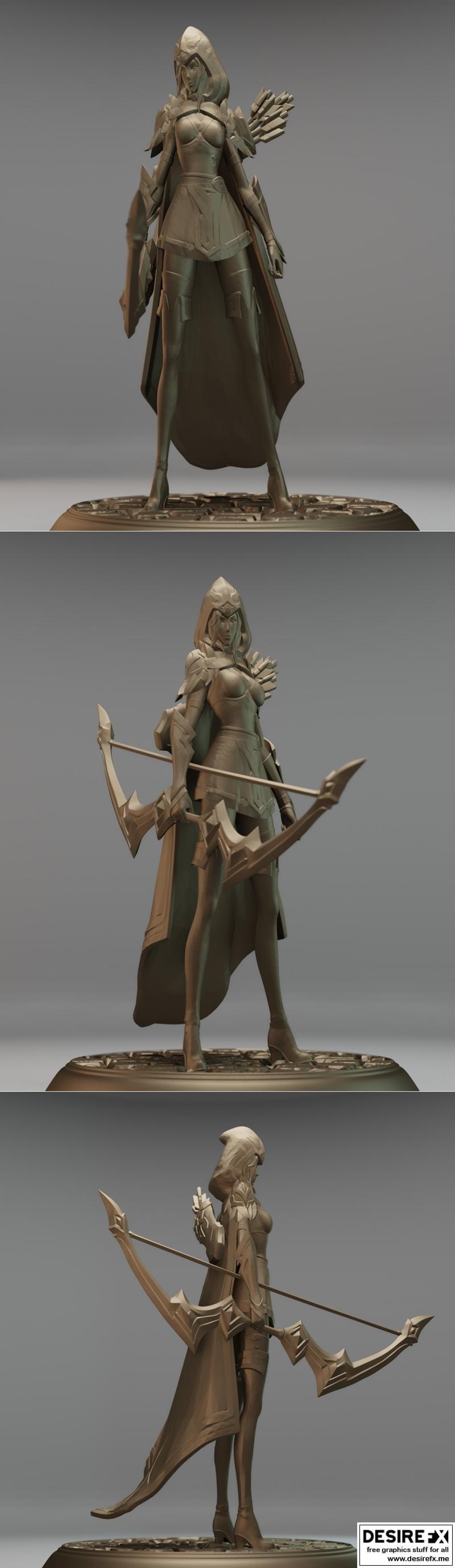 英雄联盟 Ashe 3D打印模型|Ashe League of Legends – 3D Print Model STL