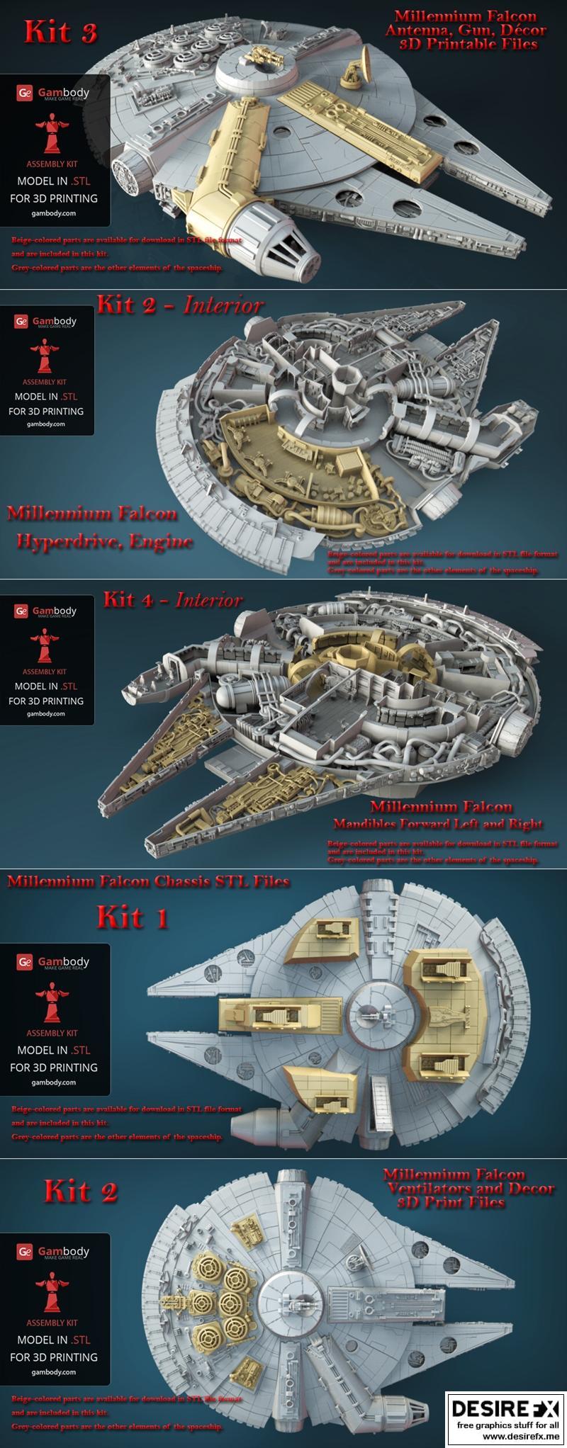 千年隼完整套件 - 3D打印模型|Millenium Falcon Full kit – 3D Print Model STL