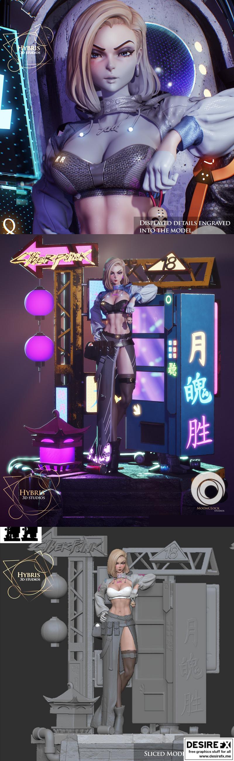 赛博朋克龙珠C18 3D打印模型|Cyberpunk Dragon Ball C18 – 3D Print Model STL