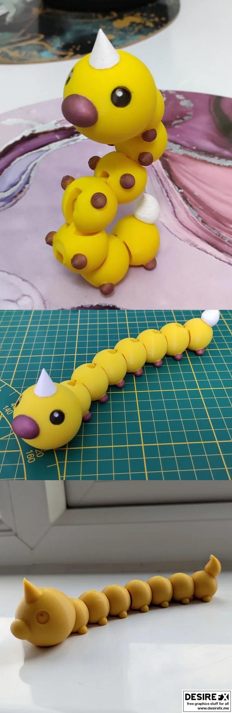 3D打印模型：Articulated Weedle|Articulated Weedle – 3D Print Model STL
