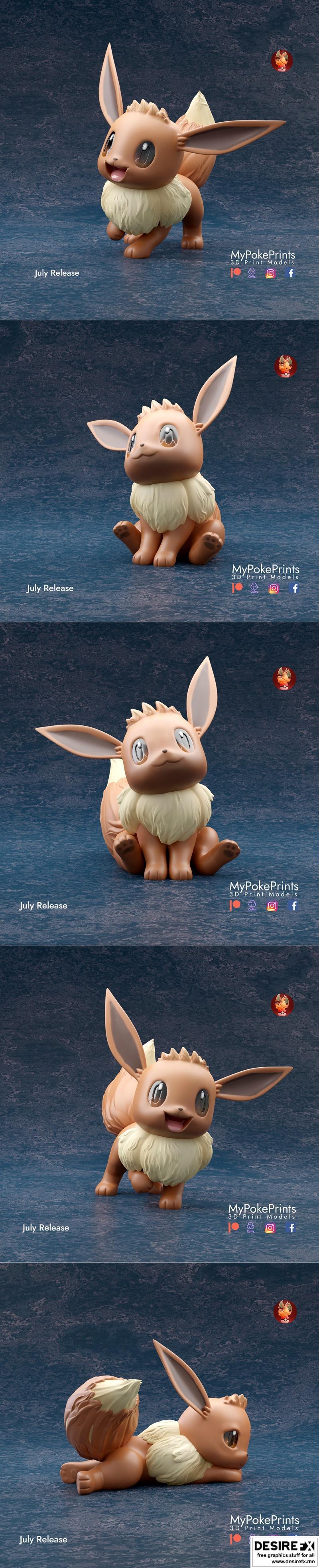MyPokePrints - 宝可梦 伊吹 1-3 3D打印模型|MyPokePrints – Eevee 1-3 – 3D Print Model STL
