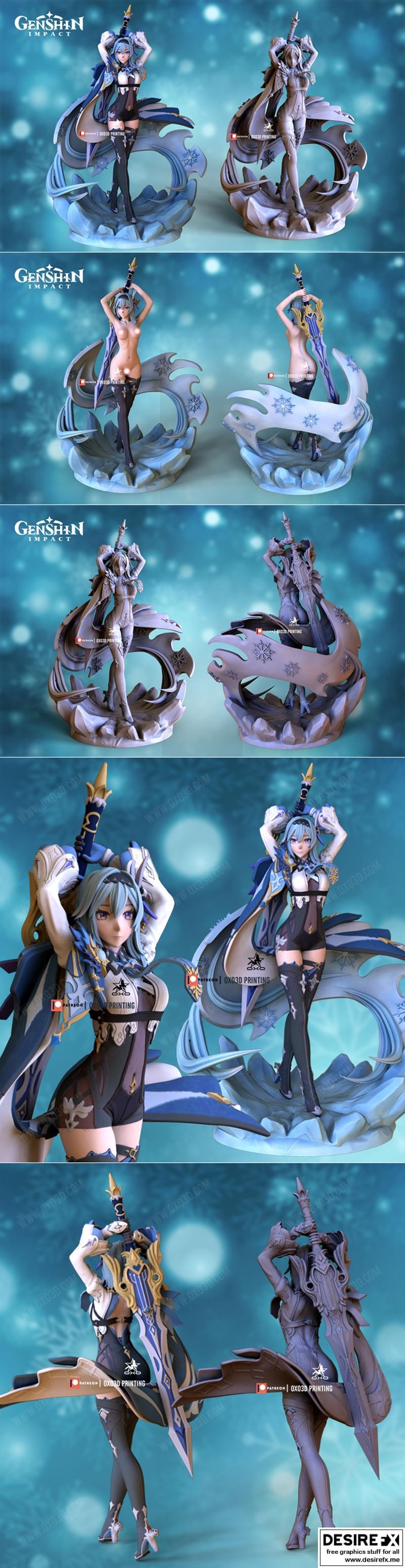 埃欧拉·尤拉 — 原神 — 3D打印模型|Eula Yura – Genshin Impact – 3D Print Model STL