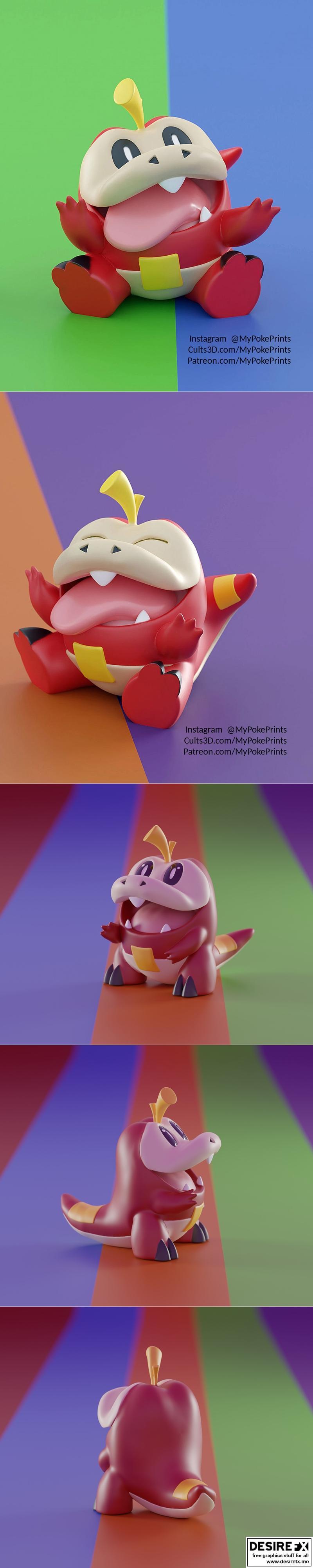MyPokePrints - 宝可梦：火属性宝可梦费库科 3D打印模型|MyPokePrints – Fuecoco 1-2 – 3D Print Model STL