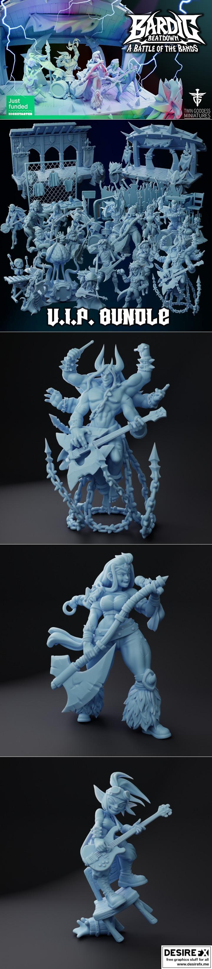 双女神迷你模型——吟游诗人暴击对决 3D打印模型|Twin Goddess Miniatures – Bardic Beatdown – A Battle of the Bands November 2022 – 3D Print Model STL