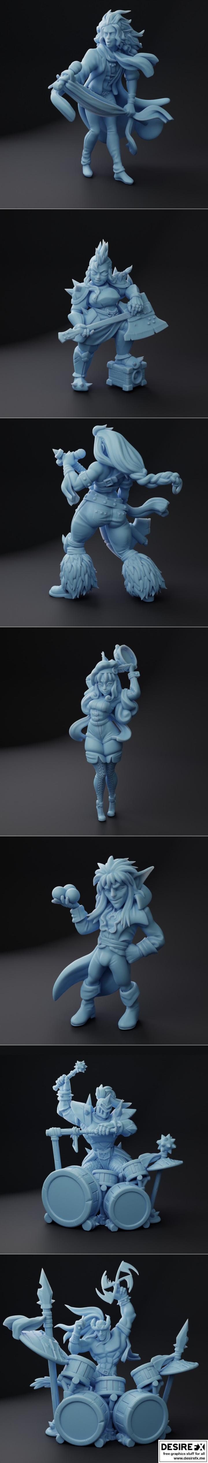 双女神迷你模型——吟游诗人暴击对决 3D打印模型|Twin Goddess Miniatures – Bardic Beatdown – A Battle of the Bands November 2022 – 3D Print Model STL