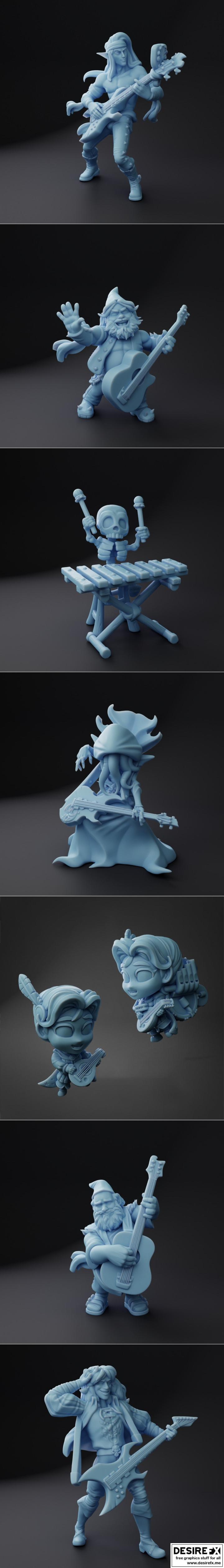 双女神迷你模型——吟游诗人暴击对决 3D打印模型|Twin Goddess Miniatures – Bardic Beatdown – A Battle of the Bands November 2022 – 3D Print Model STL