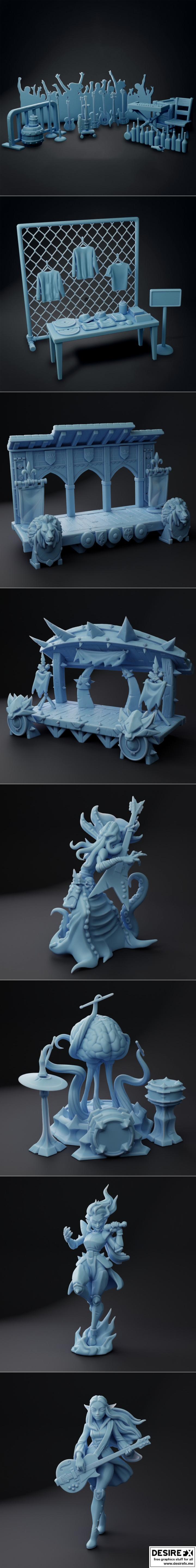 双女神迷你模型——吟游诗人暴击对决 3D打印模型|Twin Goddess Miniatures – Bardic Beatdown – A Battle of the Bands November 2022 – 3D Print Model STL