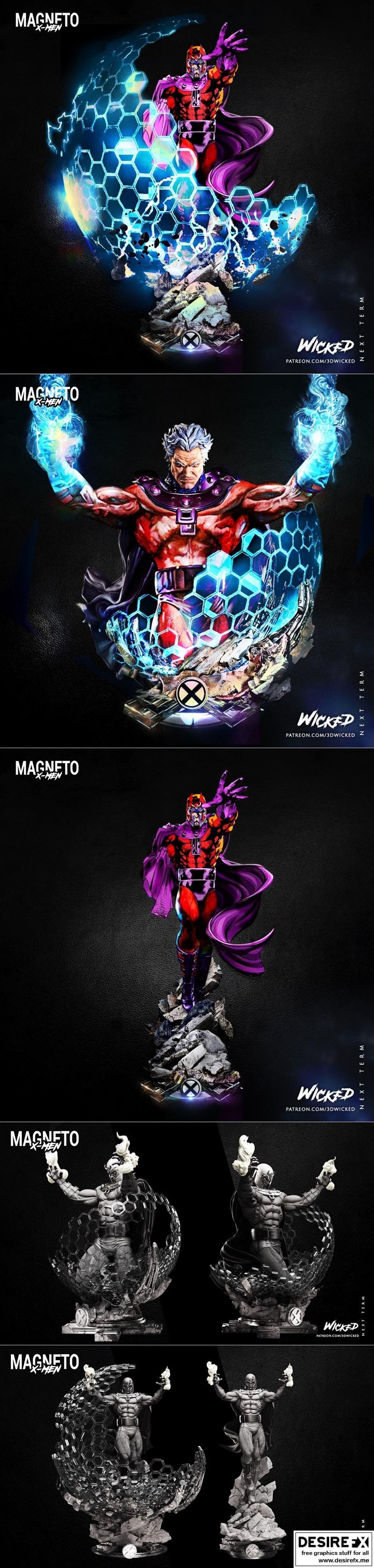 邪恶力量——磁力大师雕像及立体模型（3D打印）|Wicked – Magneto – Statue and Bust – 3D Print Model STL