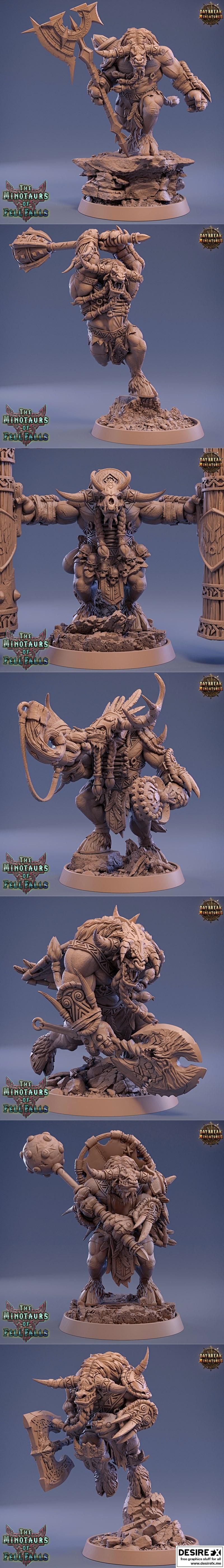 费尔法斯的牛头人——3D打印模型|Daybreak Miniatures – The Minotaurs of Fell Falls September 2022 – 3D Print Model STL
