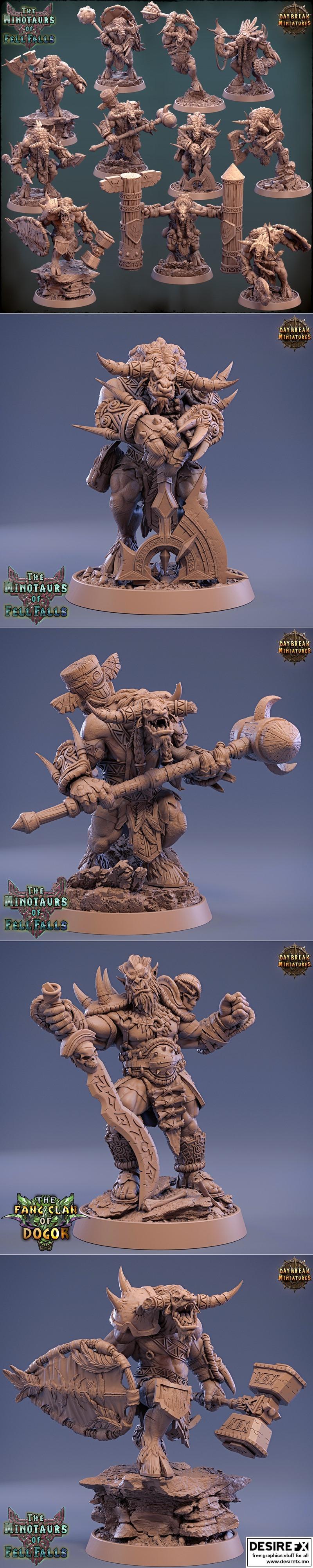 费尔法斯的牛头人——3D打印模型|Daybreak Miniatures – The Minotaurs of Fell Falls September 2022 – 3D Print Model STL