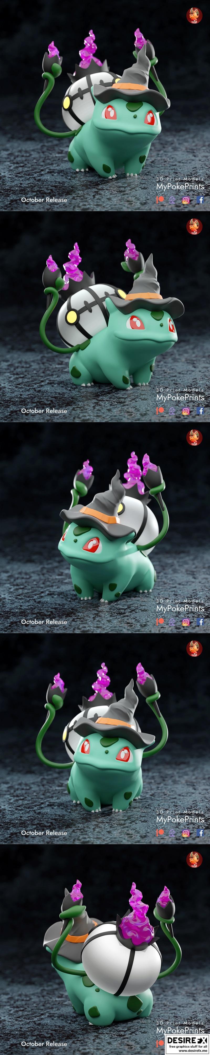 我的宝可梦打印模型——哈利波特巴鲁萨乌尔3D打印版|MyPokePrints – Halloween Bulbasaur – 3D Print Model STL