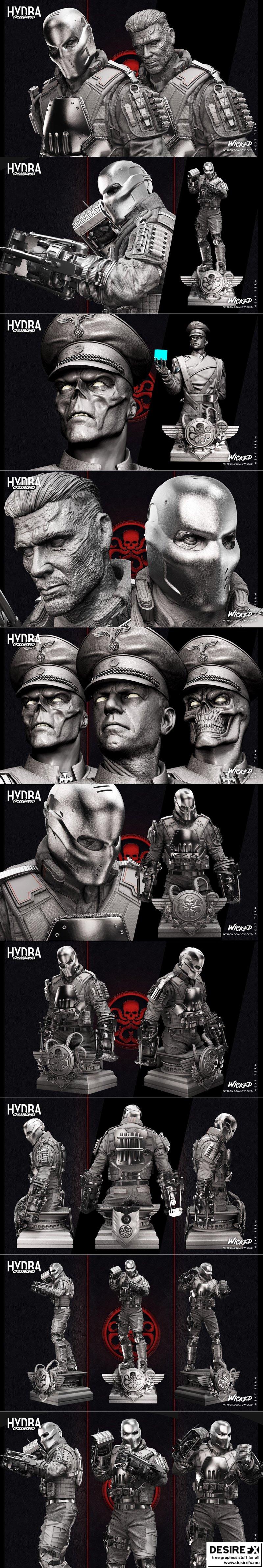 Wicked系列交叉骨雕像与头像 3D打印模型|Wicked – Cross Bones – Statue and Bust – 3D Print Model STL