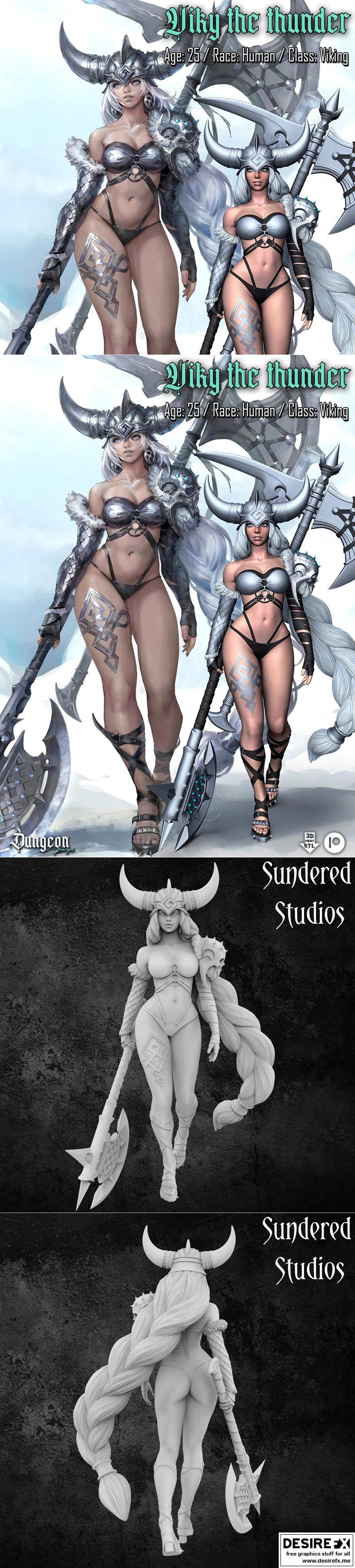 雷霆薇琪——3D打印模型|Viky the Thunder – Dungeon Pin-ups – 3D Print Model STL