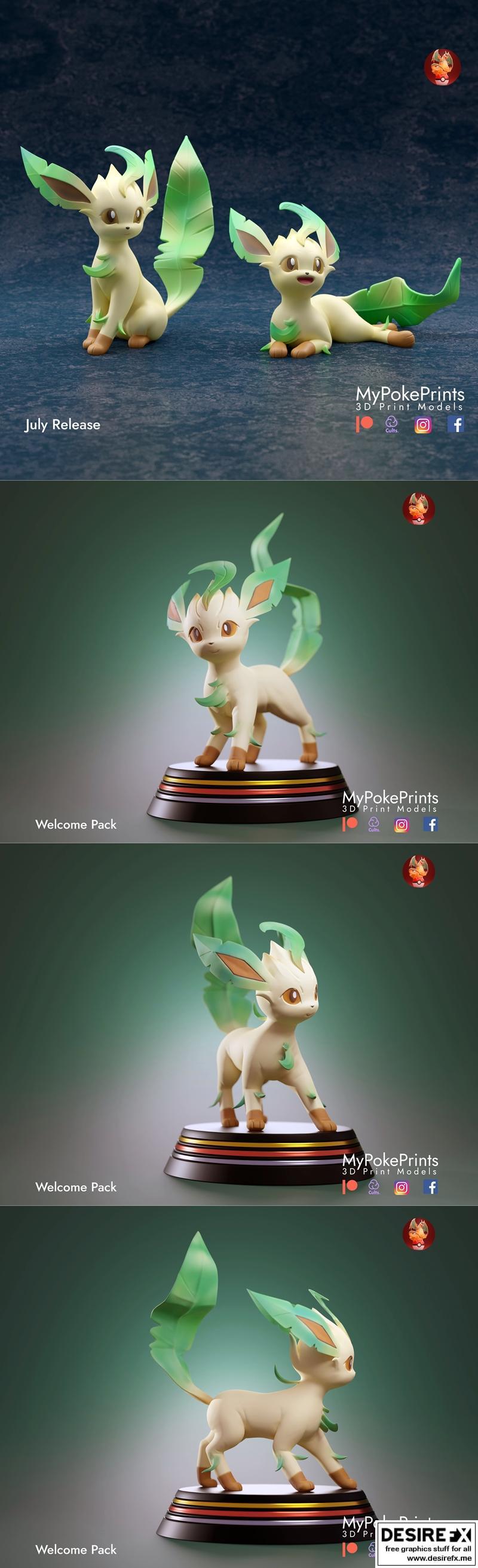 MyPokePrints - 皮卡丘系列 - 利欧路 3D打印模型|MyPokePrints – Leafeon – 3D Print Model STL