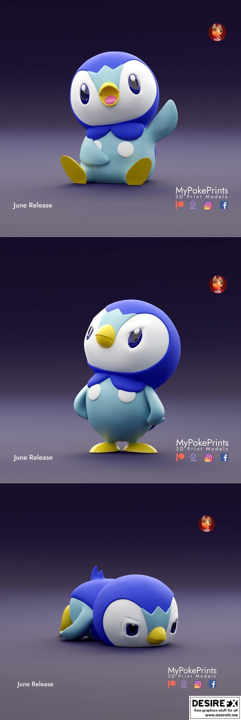 MyPokePrints - 帕奇利普坐姿慵懒颓废3D打印模型|MyPokePrints – Piplup (Sitting and Grump and Depressed) – 3D Print Model STL