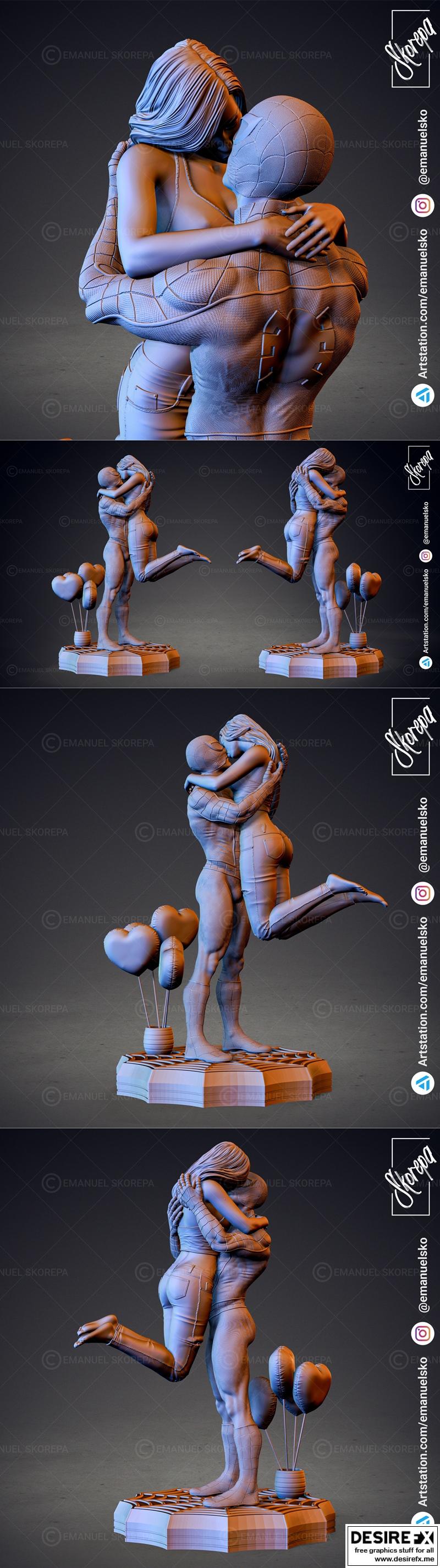 蜘蛛侠与玛丽·珍 3D打印模型|Spiderman and Mary Jane – 3D Print Model STL