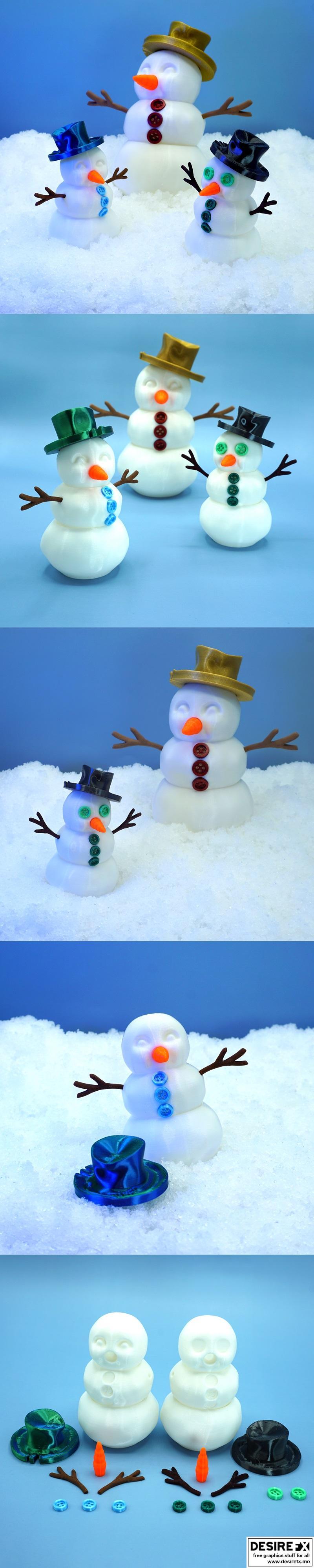 可打印雪人模型|Articulated Snowman – 3D Print Model STL