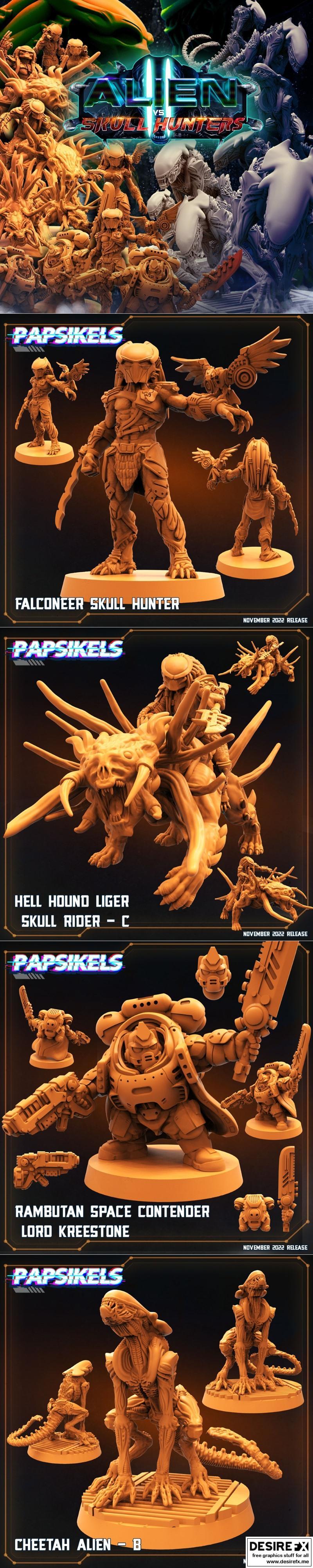Papsikels 11月科幻主题3D打印迷你模型发布|Papsikels Miniatures November 2022 Sci-Fi Releases – 3D Print Model STL