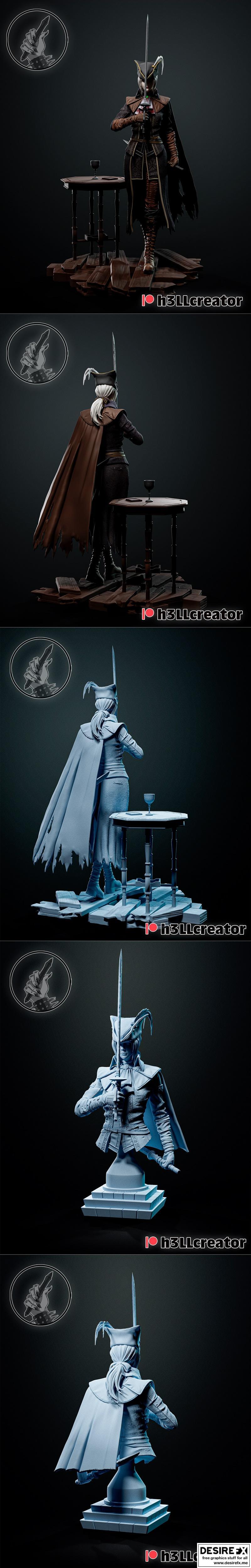 H3LL创作者 - 女神玛丽亚雕塑模型 - 3D打印STL文件|H3LL Creator – Lady Maria Sculpture and Bust – 3D Print Model STL